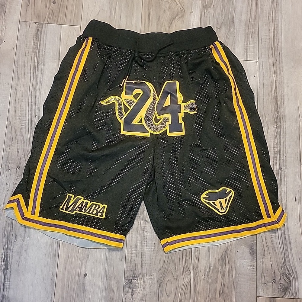 Just Don Mumba 24 Shorts Mens‎ XL Black Kobe Bryant 24 Basketball Embroidered